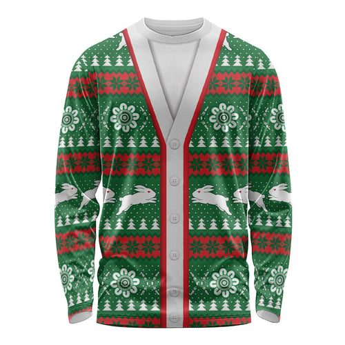 Rabbitohs Rugby Christmas Long Sleeve Shirt Aboriginal Seamless Cardigan Inspired