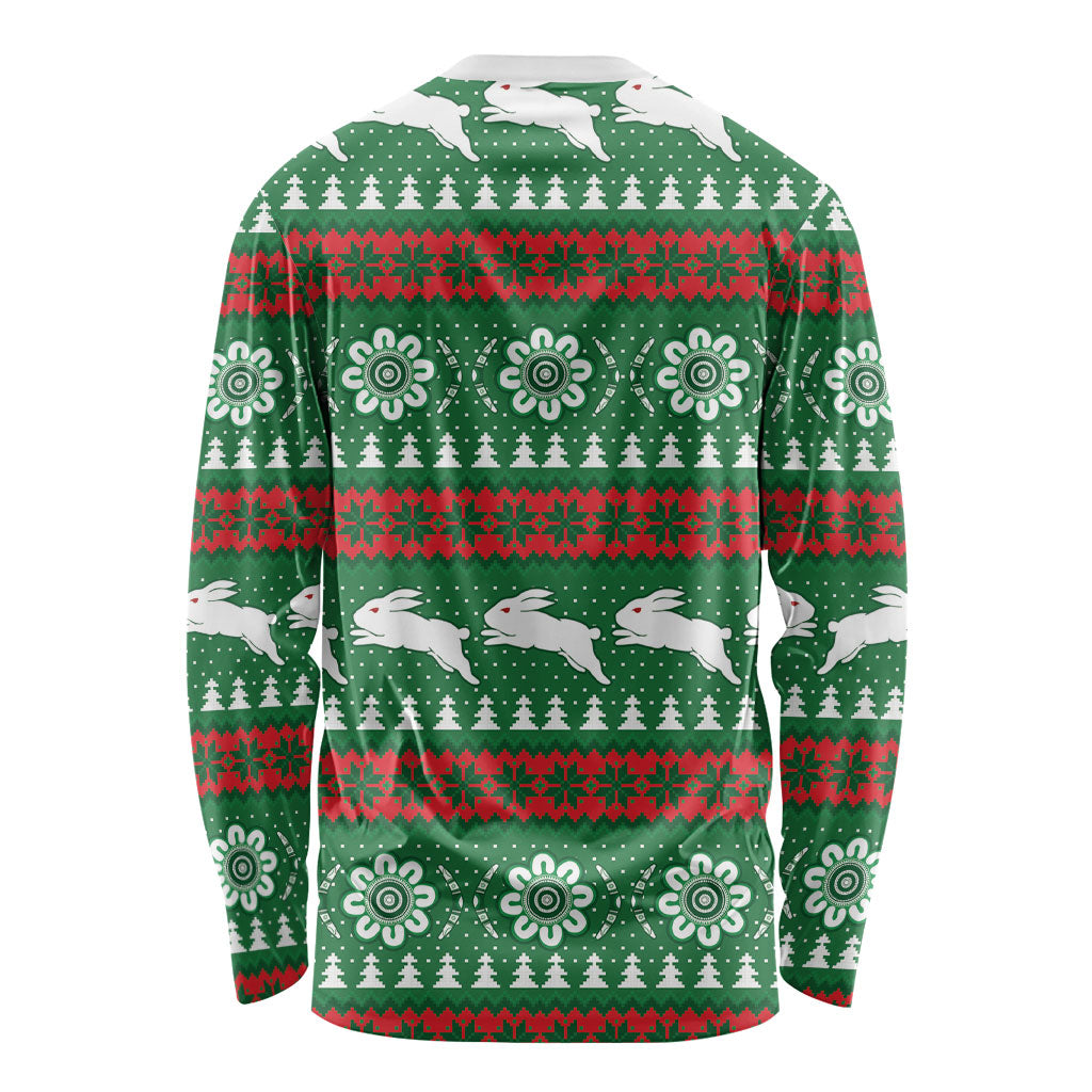 Rabbitohs Rugby Christmas Long Sleeve Shirt Aboriginal Seamless Cardigan Inspired