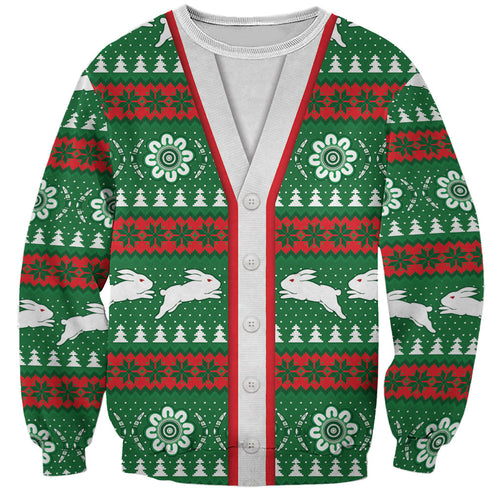 Rabbitohs Rugby Christmas Sweatshirt Aboriginal Seamless Cardigan Inspired