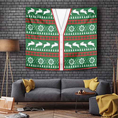 Rabbitohs Rugby Christmas Tapestry Aboriginal Seamless Cardigan Inspired