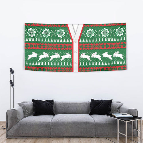 Rabbitohs Rugby Christmas Tapestry Aboriginal Seamless Cardigan Inspired