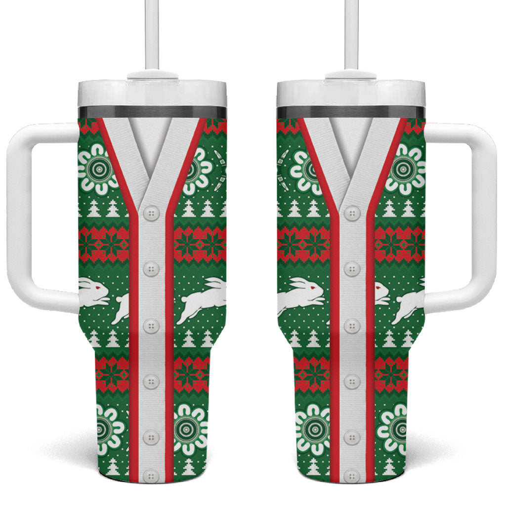 Rabbitohs Rugby Christmas Tumbler With Handle Aboriginal Seamless Cardigan Inspired