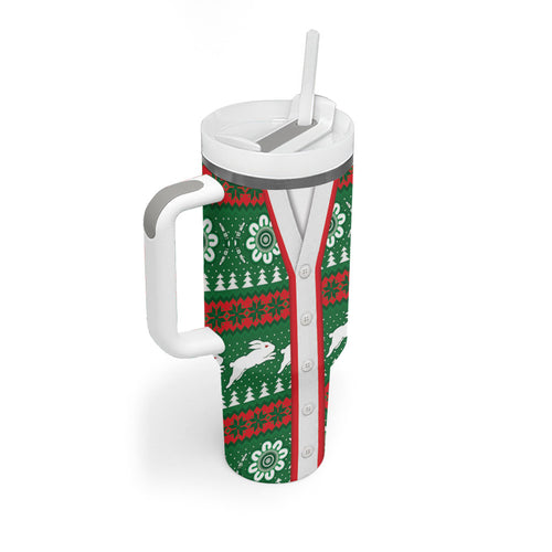 Rabbitohs Rugby Christmas Tumbler With Handle Aboriginal Seamless Cardigan Inspired
