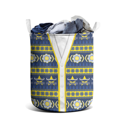 Cowboys Rugby Christmas Laundry Basket Aboriginal Seamless Cardigan Inspired