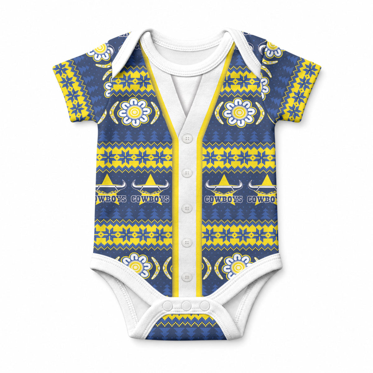 Cowboys Rugby Christmas Baby Onesie Aboriginal Seamless Cardigan Inspired
