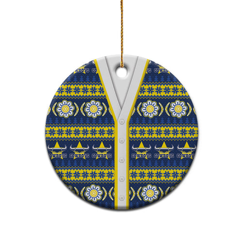 Cowboys Rugby Christmas Ceramic Ornament Aboriginal Seamless Cardigan Inspired