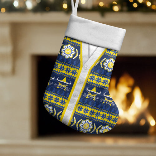 Cowboys Rugby Christmas Stocking Aboriginal Seamless Cardigan Inspired