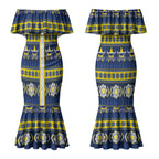 Cowboys Rugby Christmas Couples Matching Mermaid Dress and Hawaiian Shirt Aboriginal Seamless Cardigan Inspired