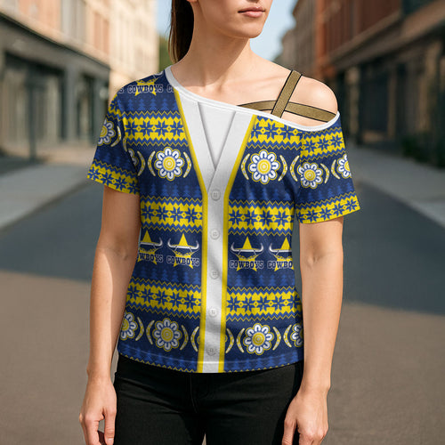 Cowboys Rugby Christmas Cross Shoulder Shirt Aboriginal Seamless Cardigan Inspired