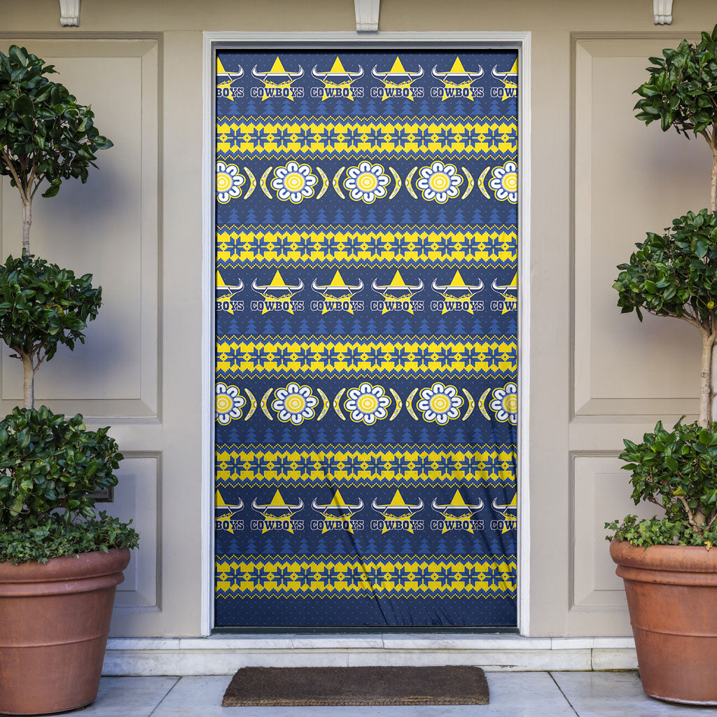 Cowboys Rugby Christmas Door Cover Aboriginal Seamless Cardigan Inspired