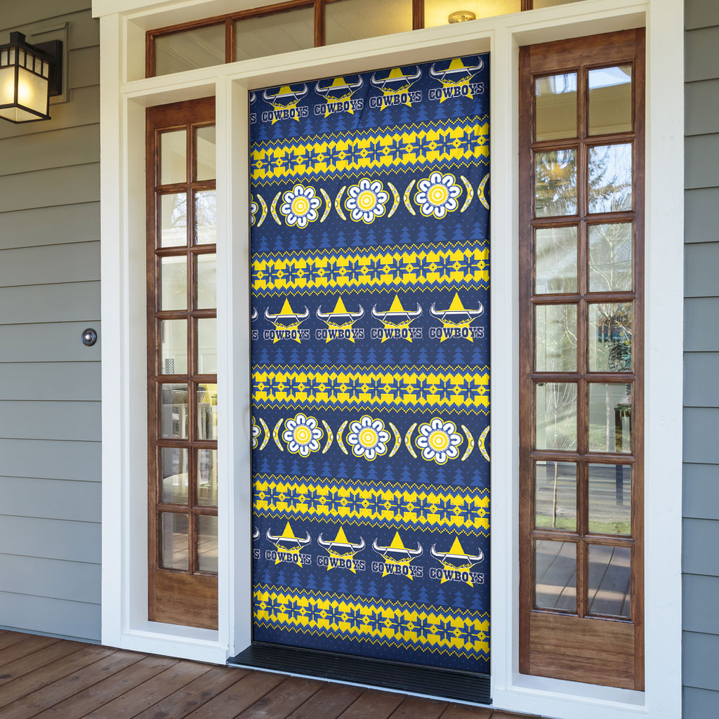 Cowboys Rugby Christmas Door Cover Aboriginal Seamless Cardigan Inspired
