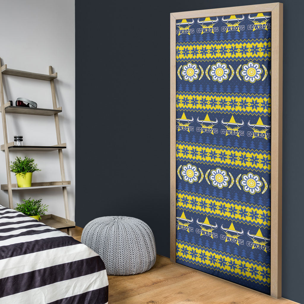 Cowboys Rugby Christmas Door Cover Aboriginal Seamless Cardigan Inspired