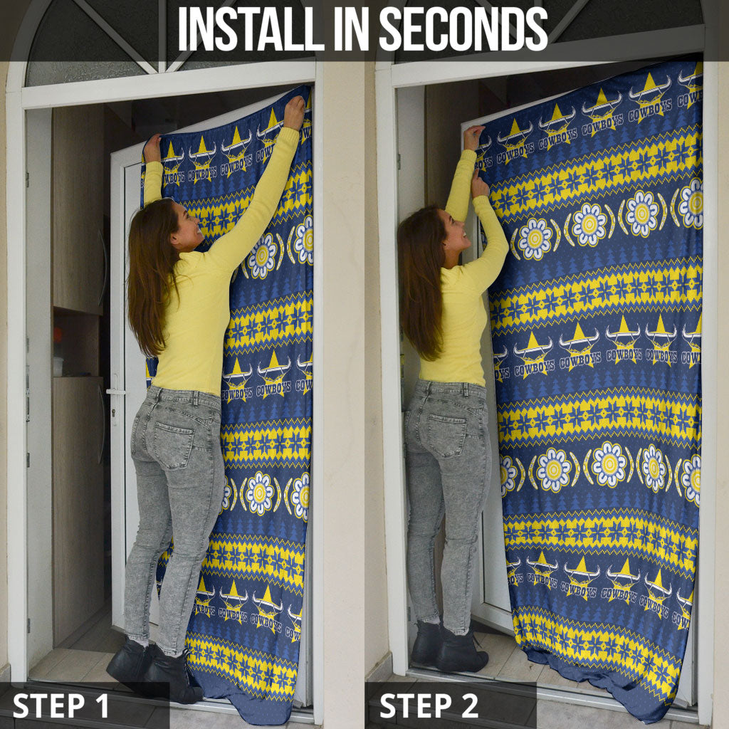 Cowboys Rugby Christmas Door Cover Aboriginal Seamless Cardigan Inspired