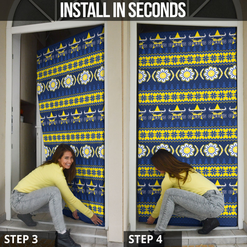 Cowboys Rugby Christmas Door Cover Aboriginal Seamless Cardigan Inspired