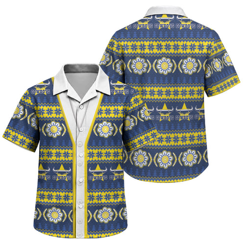 Cowboys Rugby Christmas Family Matching Short Sleeve Bodycon Dress and Hawaiian Shirt Aboriginal Seamless Cardigan Inspired