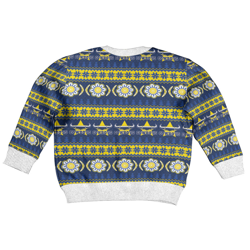 Cowboys Rugby Christmas Kid Ugly Christmas Sweater Aboriginal Seamless Cardigan Inspired