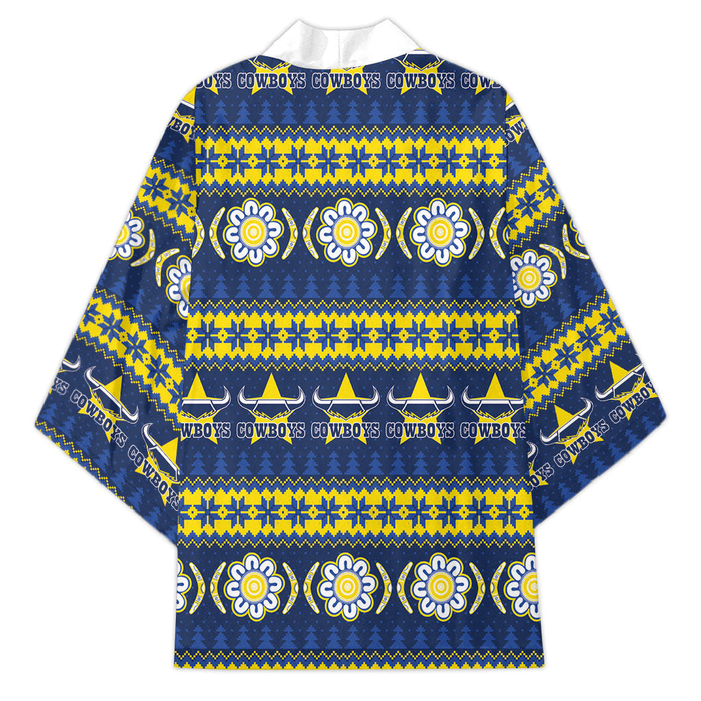 Cowboys Rugby Christmas Kimono Aboriginal Seamless Cardigan Inspired