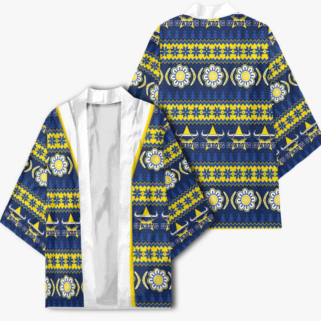 Cowboys Rugby Christmas Kimono Aboriginal Seamless Cardigan Inspired