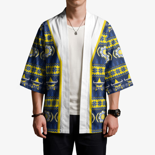 Cowboys Rugby Christmas Kimono Aboriginal Seamless Cardigan Inspired