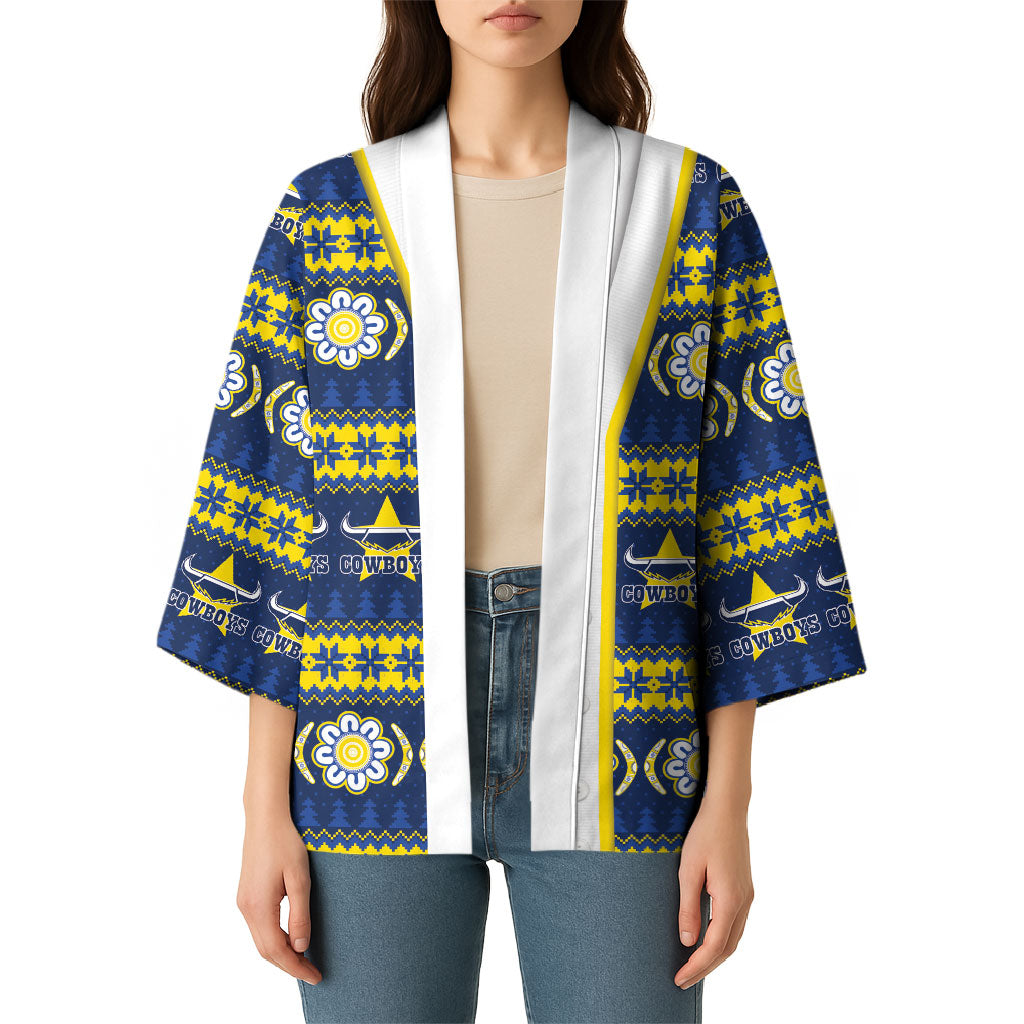 Cowboys Rugby Christmas Kimono Aboriginal Seamless Cardigan Inspired