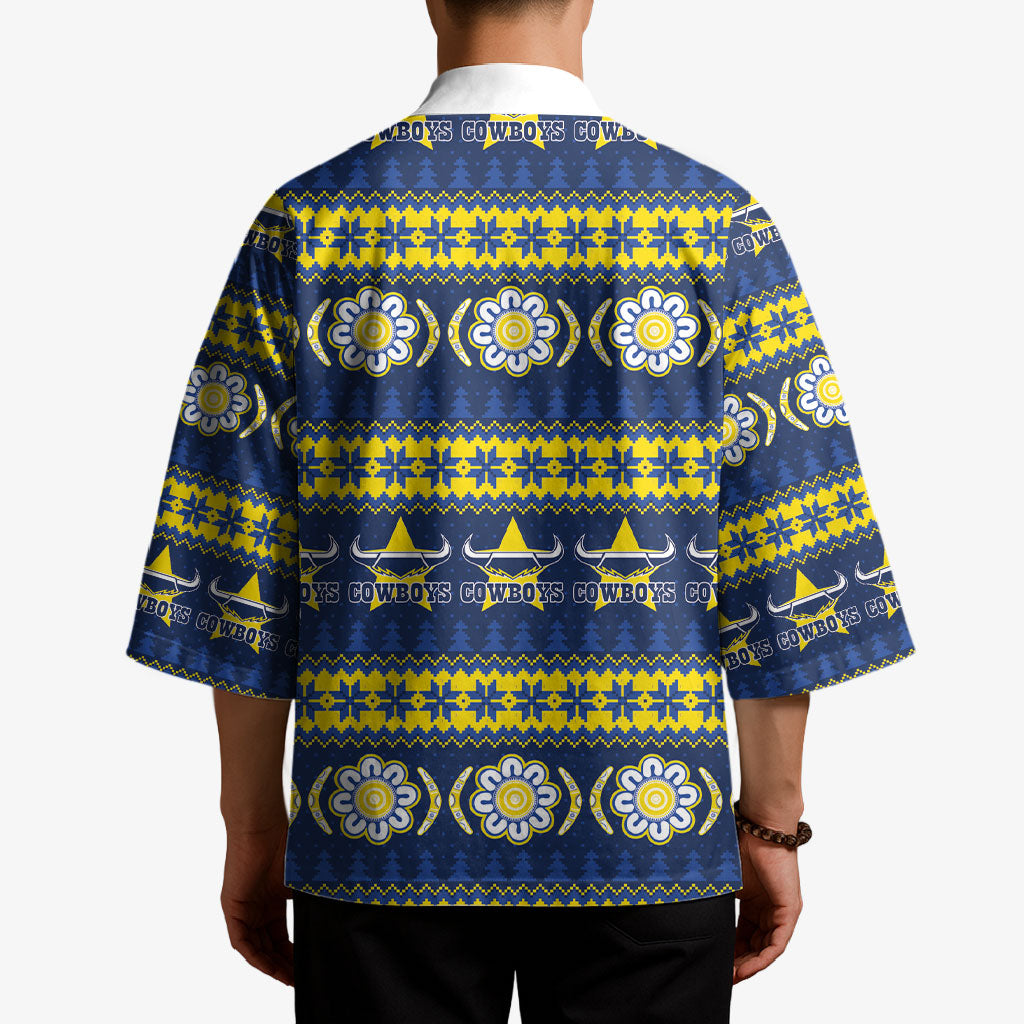 Cowboys Rugby Christmas Kimono Aboriginal Seamless Cardigan Inspired