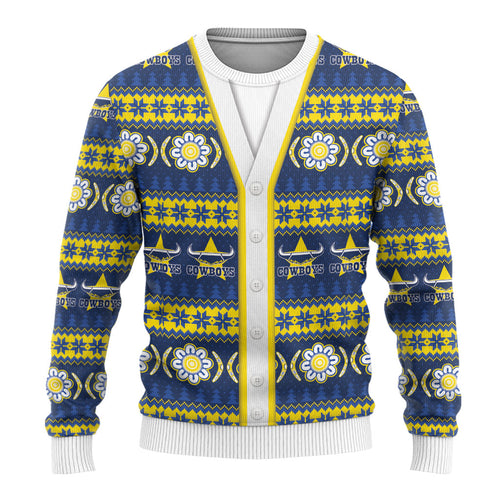 Cowboys Rugby Christmas Ugly Christmas Sweater Aboriginal Seamless Cardigan Inspired