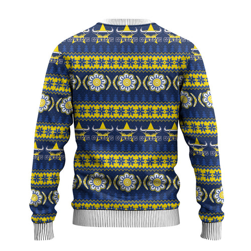 Cowboys Rugby Christmas Ugly Christmas Sweater Aboriginal Seamless Cardigan Inspired
