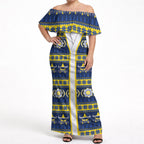 Cowboys Rugby Christmas Off Shoulder Maxi Dress Aboriginal Seamless Cardigan Inspired