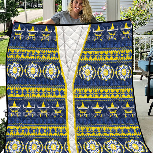 Cowboys Rugby Christmas Quilt Aboriginal Seamless Cardigan Inspired