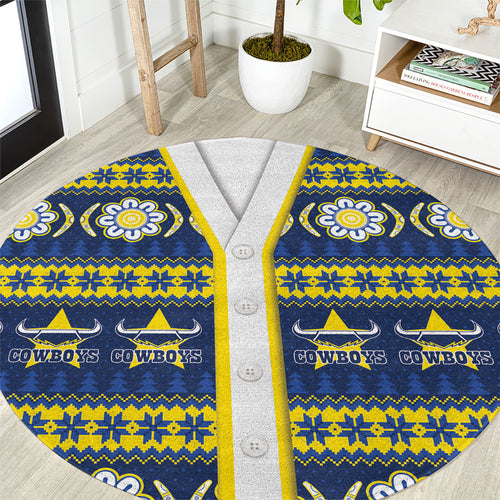 Cowboys Rugby Christmas Round Carpet Aboriginal Seamless Cardigan Inspired