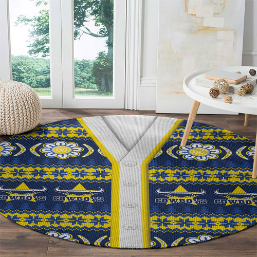 Cowboys Rugby Christmas Round Carpet Aboriginal Seamless Cardigan Inspired