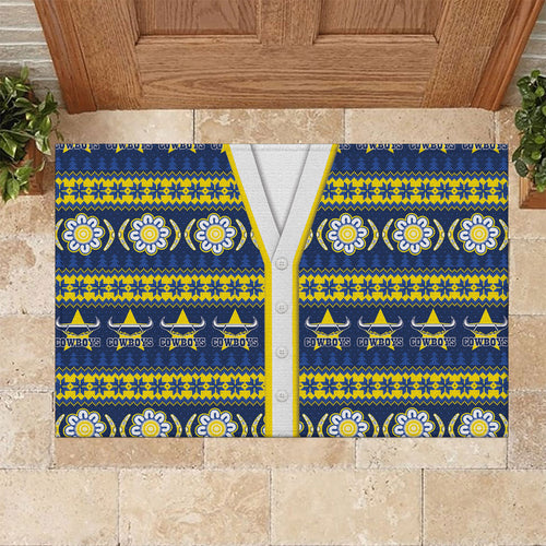 Cowboys Rugby Christmas Rubber Doormat Aboriginal Seamless Cardigan Inspired