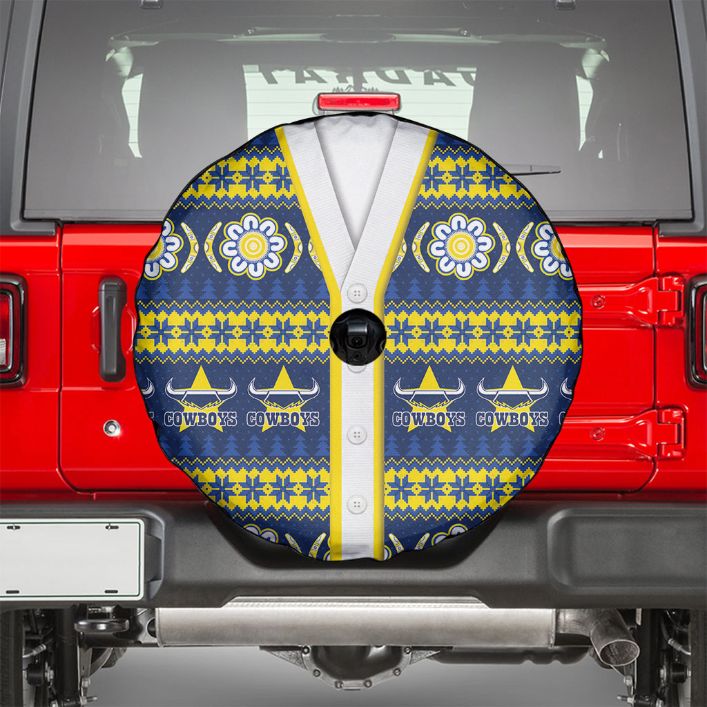 Cowboys Rugby Christmas Spare Tire Cover Aboriginal Seamless Cardigan Inspired