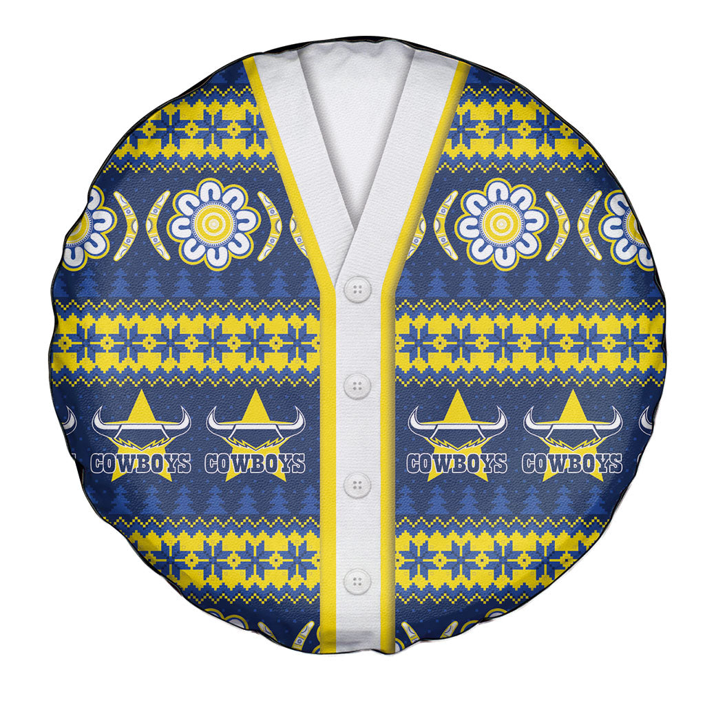 Cowboys Rugby Christmas Spare Tire Cover Aboriginal Seamless Cardigan Inspired