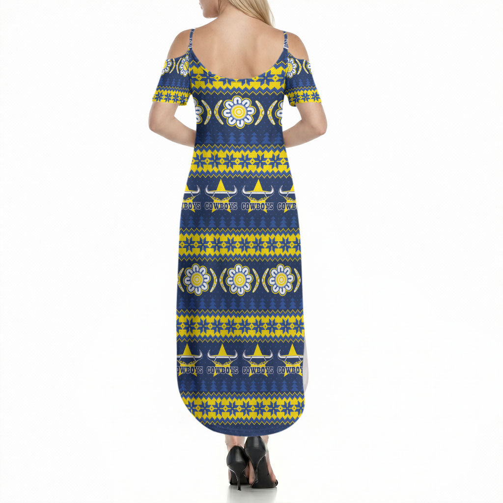 Cowboys Rugby Christmas Summer Maxi Dress Aboriginal Seamless Cardigan Inspired