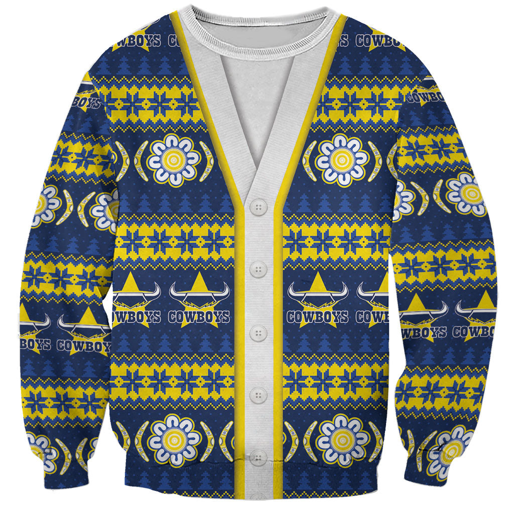 Cowboys Rugby Christmas Sweatshirt Aboriginal Seamless Cardigan Inspired