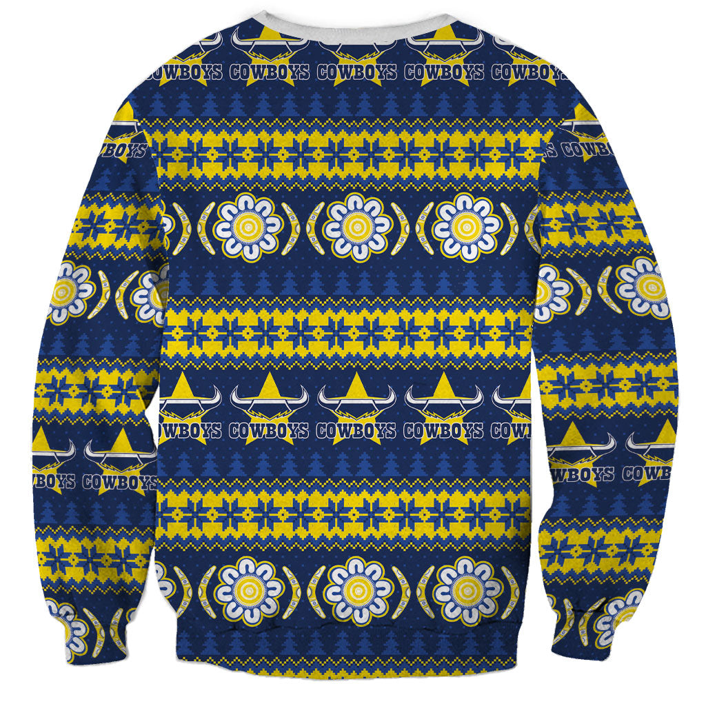 Cowboys Rugby Christmas Sweatshirt Aboriginal Seamless Cardigan Inspired