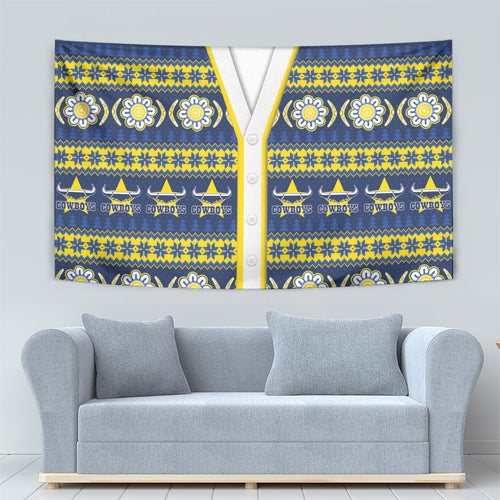 Cowboys Rugby Christmas Tapestry Aboriginal Seamless Cardigan Inspired