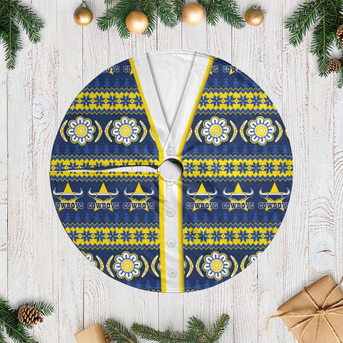 Cowboys Rugby Christmas Tree Skirt Aboriginal Seamless Cardigan Inspired