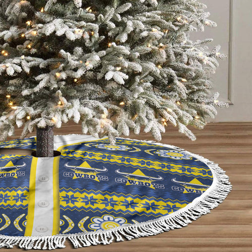 Cowboys Rugby Christmas Tree Skirt Aboriginal Seamless Cardigan Inspired