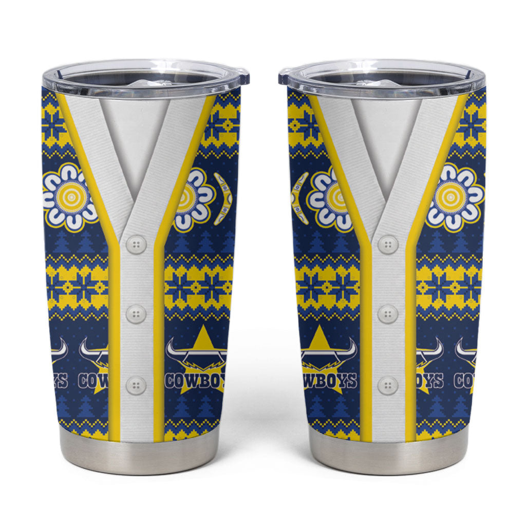 Cowboys Rugby Christmas Tumbler Cup Aboriginal Seamless Cardigan Inspired