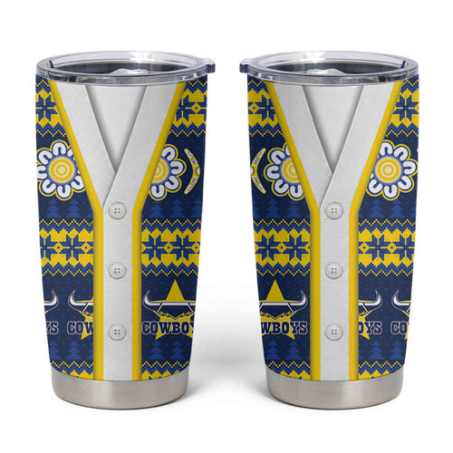 Cowboys Rugby Christmas Tumbler Cup Aboriginal Seamless Cardigan Inspired