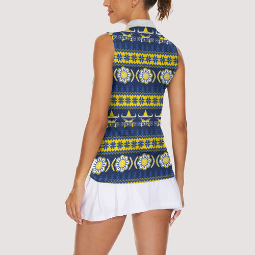 Cowboys Rugby Christmas Women Sleeveless Polo Shirt Aboriginal Seamless Cardigan Inspired