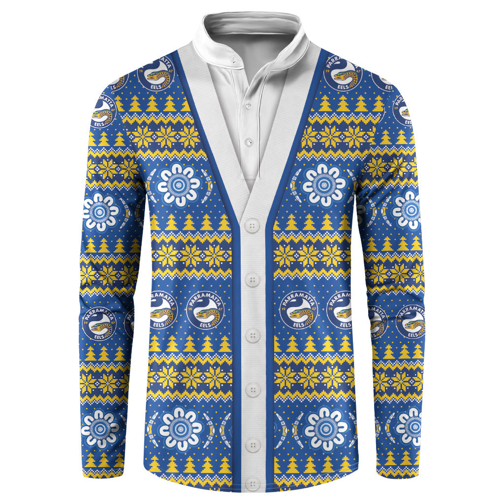 Eels Rugby Christmas Button Sweatshirt Aboriginal Seamless Cardigan Inspired