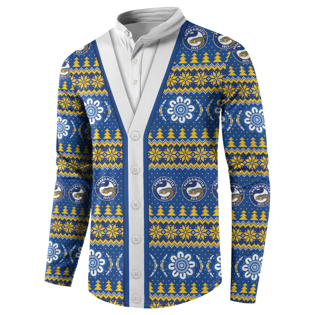 Eels Rugby Christmas Button Sweatshirt Aboriginal Seamless Cardigan Inspired