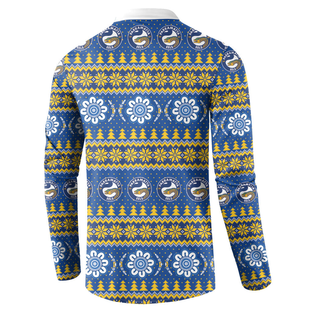 Eels Rugby Christmas Button Sweatshirt Aboriginal Seamless Cardigan Inspired