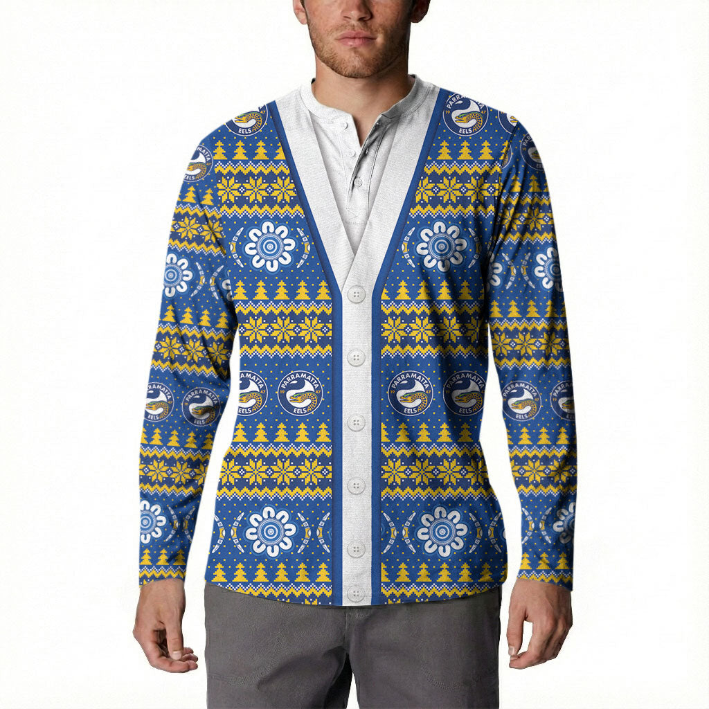 Eels Rugby Christmas Button Sweatshirt Aboriginal Seamless Cardigan Inspired