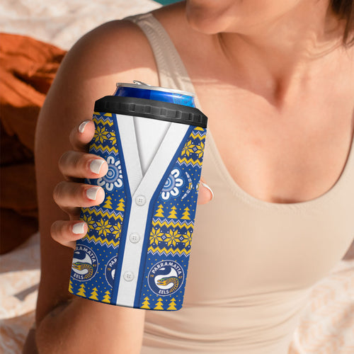Eels Rugby Christmas 4 in 1 Can Cooler Tumbler Aboriginal Seamless Cardigan Inspired