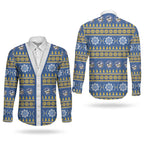 Eels Rugby Christmas Couples Matching Off Shoulder Maxi Dress and Long Sleeve Button Shirt Aboriginal Seamless Cardigan Inspired