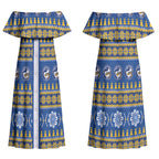 Eels Rugby Christmas Couples Matching Off Shoulder Maxi Dress and Long Sleeve Button Shirt Aboriginal Seamless Cardigan Inspired
